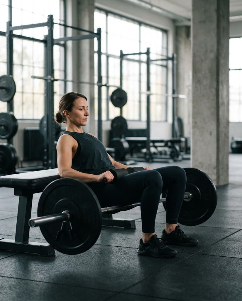 Pozycja wyjściowa do hip thrustu z łopatkami na ławce