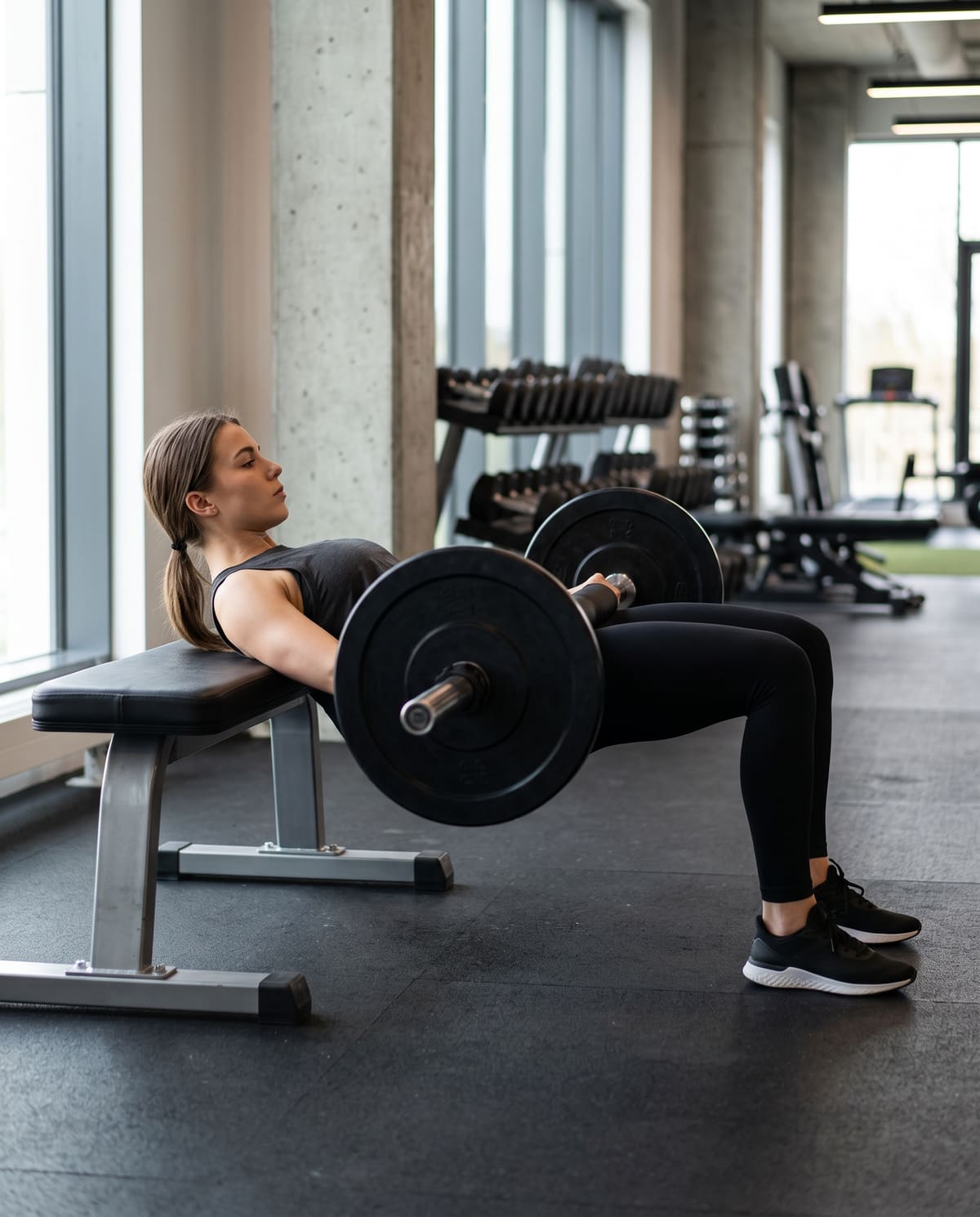 Górna pozycja hip thrustu z pełnym wyprostem bioder