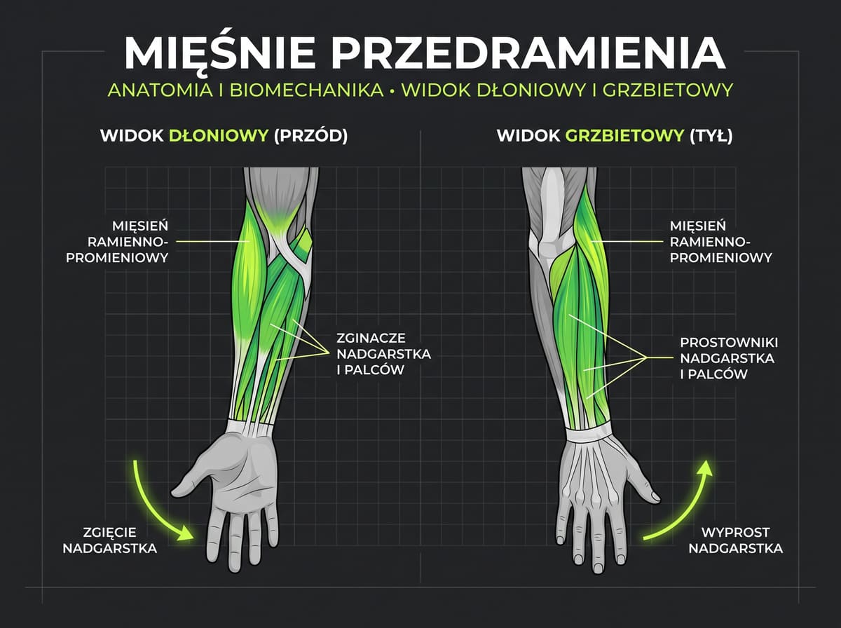 Mięśnie przedramienia: zginacze, prostowniki i ramienno-promieniowy