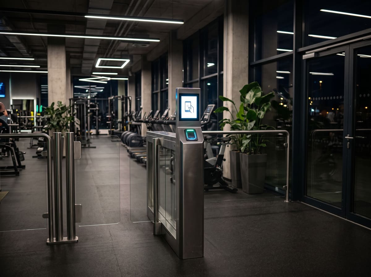 Wejście do siłowni 24/7 z czytnikiem kodów