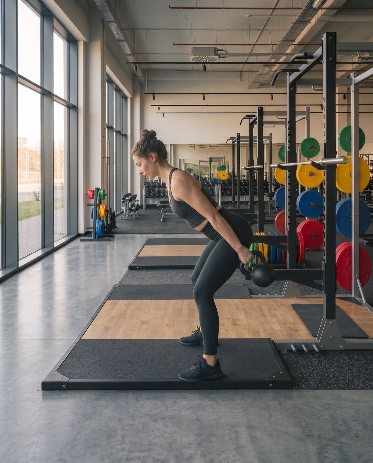 Dolna faza swingu kettlebell w zawiasie biodrowym