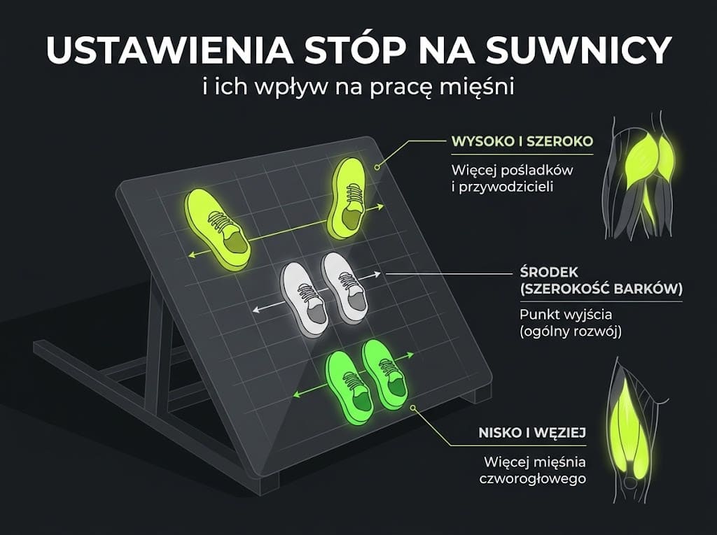 Ustawienia stóp na platformie suwnicy i ich wpływ na pracę mięśni